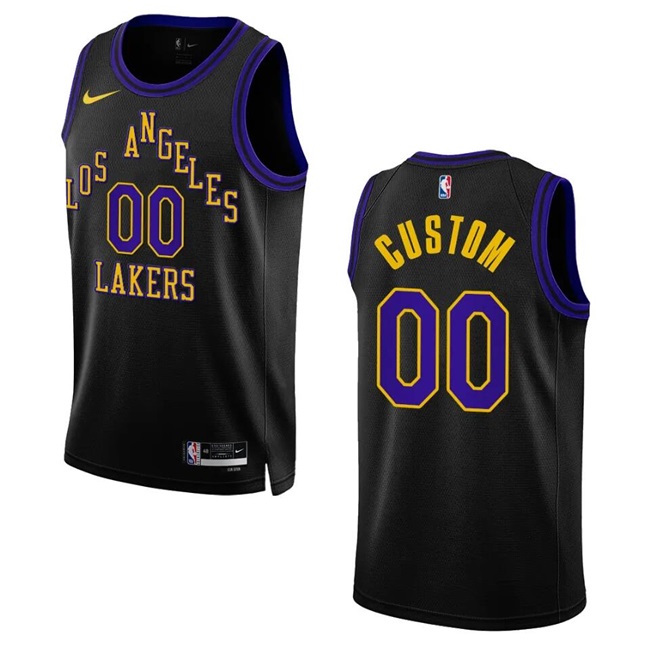Men's Black Los Angeles Lakers Active Player Custom 2023/24 City Edition Swingman Stitched Basketball Jersey